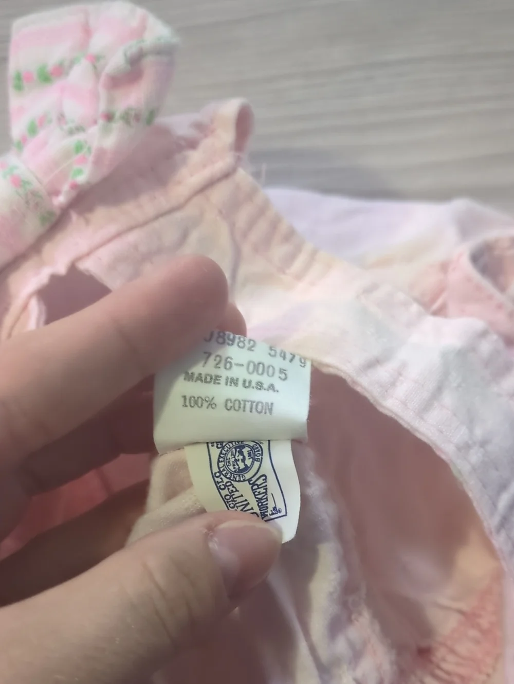 Vintage OshKosh B'gosh 18M Bubble Romper Overall Set Pink & Blue Floral Baby USA
